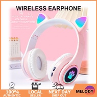 【SG Stock】Cat Ear headphones Wireless Headset Bluetooth Headphones Gaming Over-Ear Built-in Micropho