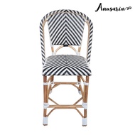 Anusarin เก้าอี้หวายทรงสูงเก้าอี้บาร์ High Chair 01 โครงสร้างหวายแท้และสานหวาย PE-Black&White