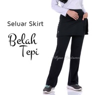 Muslimah Sport Pants Bootcut with Skirt Women Seluar Sukan Skirt Belah Tepi