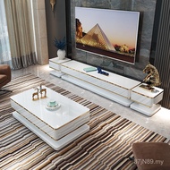Luxury Small Apartment Rock Nordic Living Room Retractable Coffee Table TV Cabinet Simple TV Modern 