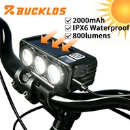 BUCKLOS Solar Rechargeable Bike Light Waterproof Light For Bike Powerful Bike Light Front Cycling Ac