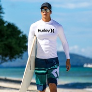 Hurley ชุดว่ายน้ำสำหรับผู้ชายชุดว่ายน้ำแขนยาวกันแดดไฟโต้คลื่น