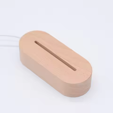 Solid Wood Oval Acrylic Night Light Base Stand USB Powered Stand Customized 3D Laser Song Lamp Acces