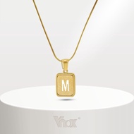 Vnox 18K Golden Letter Pendant,Initial Frosted Hollow Necklace Kwintas for Women,Stainless Steel Nec