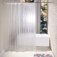Shower Curtain Transparent Waterproof Bathroom Langsir Bilik Mandi Langsir Kalis Air with 12 Hooks 1