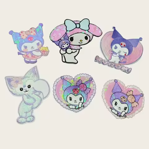 Kawaii Anime Cinnamoroll My Melody Kuromi Ironing Cloth Embroidered Patch T-shirt Jeans Back pack Se