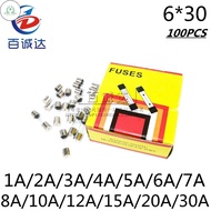 GD 100PCS glass fuse 6'30 1A 2A 3A 4A 5A 6A 7A 8A  10A 15A 20A current 250V fuse 6X30