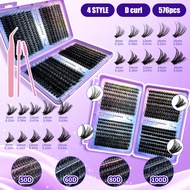DIY Eyelash Extension Kit  D Curl Lash Clusters 50D 60D 80D 100D Mixed Length 8-16mm Reusable Indivi