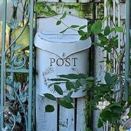 Mailbox Metal Iron Drop Box Creative Irregular Post Box Vintage with Lock and Key Parcel Box Outdoor Garden Suggestion Box (Color : White)