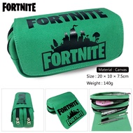 Qlfn Fortnite Student Pencil Case Large Capacity Canvas Double Zipper Stationery Box Stationery Bag School Gift