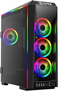 GAMDIAS E-ATX Mid-Tower Gaming PC Case with 3X 120mm ARGB Fans, Tempered Glass Side Panel, Swing Doo