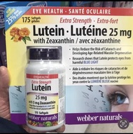 [預訂貨品] 維柏健強效葉黃素 Webber Naturals Lutein 25mg w/Zeaxanthin 175粒