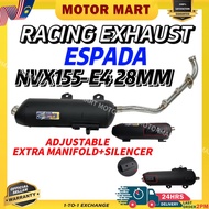 YAMAHA NVX155 V1 V2 (100% ORIGINAL ESPADA) E4 28mm Racing Exhaust Pipe Ekzos paip Aerox E4 / Free Si