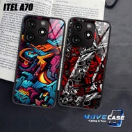 HP MV265 CASE ITEL A70hp - ITEL A70 GLASS SOFTCASE - Latest ITEL A70 CASING Abstract Motif Phone Pro