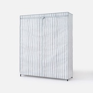 (組合)特力屋鍍鉻三層衣架+灰白條紋防塵衣櫥套152X46X180公分
