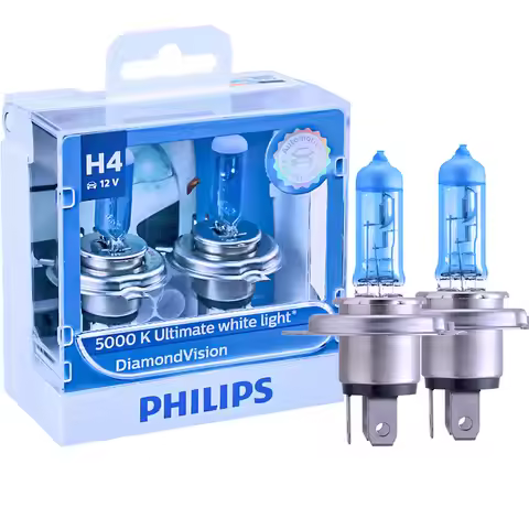 Philips H4 9003 12V 60/55W P43t Diamond Vision 5000K Super White Light Halogen Headlight Auto Bulbs 