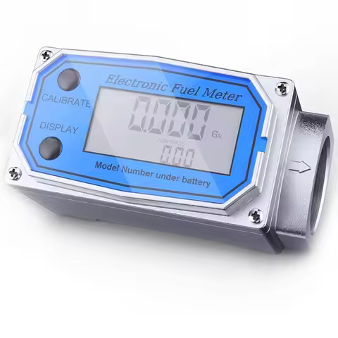 BEAU-Flow Meter Digital LCD Display, NPT Counter Waterproof Oil Flow Meter, Between GAL , QTS, PTS, 