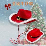 Christmas Red Cowboy Hat Holiday Party Red Gold Buckle Decoration Christmas Hat