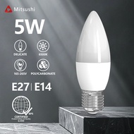 Mitsushi LED Candle Bulb E14/E27 5W decorative light white energy saving light bulb without strobe E
