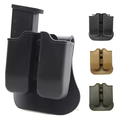 Tactical Pistol Double Magazine Pouch 9mm Mag Holder Carrier for GL 17 19,Beretta M9 92,9mm .40 Cal 