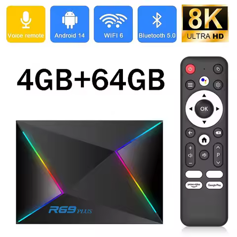 R69 PLUS Android 14 TV Box Allwinner H728 Octa-Core A55 CPU Mali G57 GPU WiFi 6 8K Video BT5.0+ 16GB