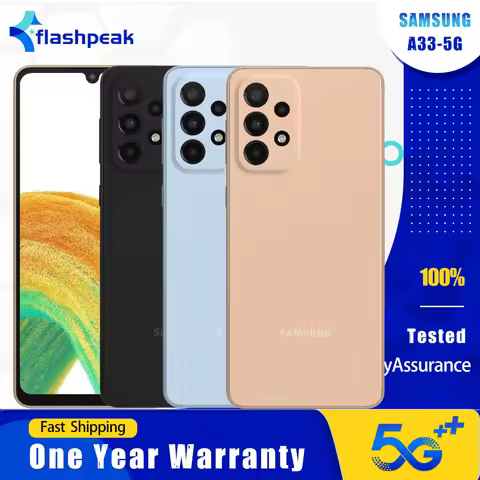 Original Samsung Galaxy A33 A336N 5G Mobile Phone NFC 6GB+128GB 90Hz AMOLED 6.4'' 48MP+13MP Exynos 1