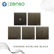 Zenso Grande Hairline Black 1G 2G Switches / Door Bell Switch / Water Heater Switch / Telephone Sock