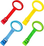 4pcs Plastic Baby Crib Pull Rings Kids Walking Exercises Assistant Stand Up Rings playpen Pull Ring Baby Cot Hanging Rings for Infant Baby Toddler Practice Tool(4 Colors)