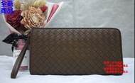 優買二手精品名牌店☆BOTTEGA VENETA BV 咖啡 全皮 編織 零錢 拉鍊 發財 長夾 夾 皮夾 包 全新 I