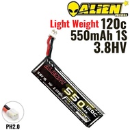 Alienmdel 3.8HV 550mAh 120C 1S Lipo Battery with PH2.0 Plug AL550/120-1S