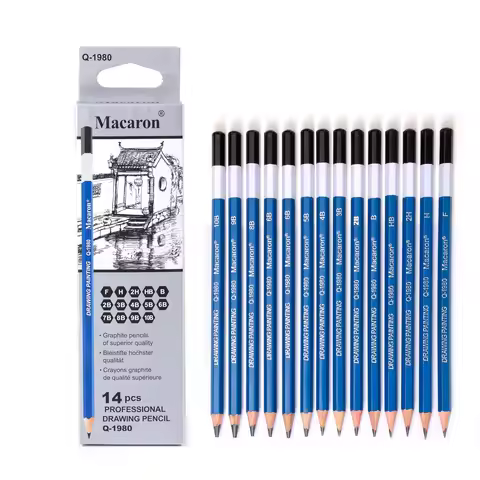 14Pcs Professional Drawing Pencils Set F/H/2H/HB/B/2B/3B/4B/5B/6B/7B/8B/9B/10B Writing Graphite Sket