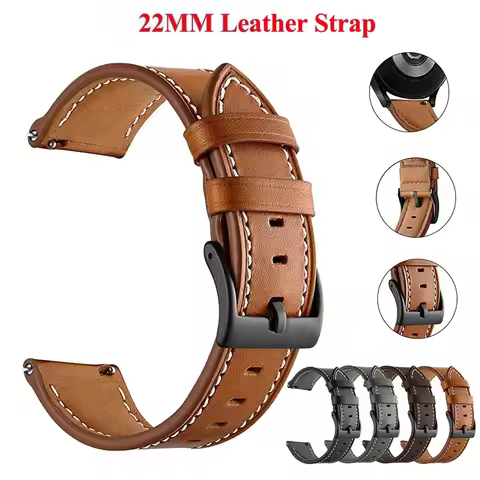 22mm Leather Watch Straps For Samsung Galaxy Watch 3 4/5/6 Watchband