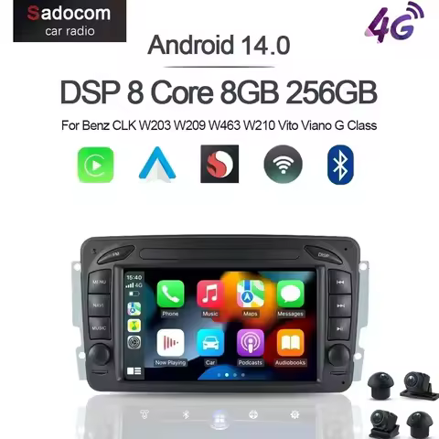 7" 4G Carplay 2 din Android 11.0 Car DVD player 128G+4GB car radio autoradio For Benz CLK W203 W209 
