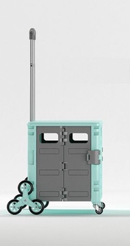 MITCH - 75L 可爬梯8輪購物車 (有蓋) 綠色 買菜車 購物車 車尾箱必備摺車 買餸車 摺疊便攜家用手拉車 萬用折疊 輕便拉桿車 寵物手推車 環保袋 野餐車 慳位工具車 手推車 型格簡約 高