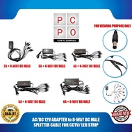 PC PO AC/DC 12V ADAPTER to 8-WAY DC MALE SPLITTER CABLE FOR CCTV/ LED STRIP