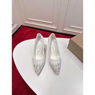 Ladies Latest Catwalk Style Mesh Crystal High Heel Shoes