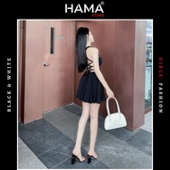 HAMA STORE H16 flared backless dress - Sexy crisscross back straps