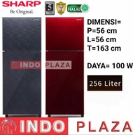 KULKAS 2 pintu Jumbo SHARP  SJ-326XG Model pintu kaca