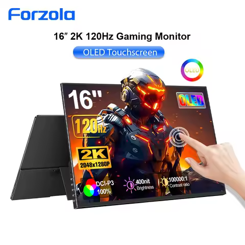 FORZOLA 2K OLED Touch Monitor 16 inch 120Hz Gaming Display 16:10 HDMI USB-C Second Laptop Screen for