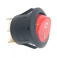 สวิตช์ไฟกลม Rocker Switch 3 pin ON-OFF 6A 250V / 10A 125V 20 มม มีไฟสีแดง