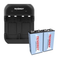 Tenergy 2 Pack 9 Volt Rechargeable Batteries and TN141 Charger, 9V NiMH Battery and 9V Battery Charg