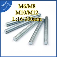 Galvanized Full Threaded Rod M 6/M8/M10/M12 L: 16-300mm Stud Rod Screw Bar Stud Bolt  (yctx-XD-MY-1)