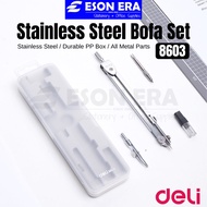 Deli Compass Bofa Set 8603 Stainless Steel Jangka Lukis Jangka Sudut