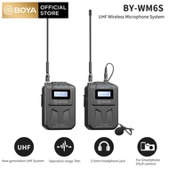 BOYA BY-WM6S Rechargeable UHF Wireless Microphone Easily Carries Deliver Clean and Broadcast-quality Sound for Camera Camcorders DSLR Video Audio Recorder with RX6S Receiver and TX6S Transmitter