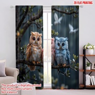 2pcs 2D flat printing Drapes Colorful Owls on Branch Night Fabric Without Electricity Party Decorati