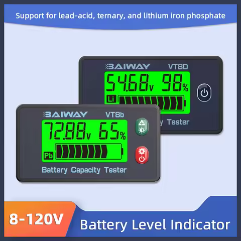 VT8b 8-120V Battery Capacity Indicator Acid Lithium Iron Phosphate Batteries Car Motorcycle Voltmete
