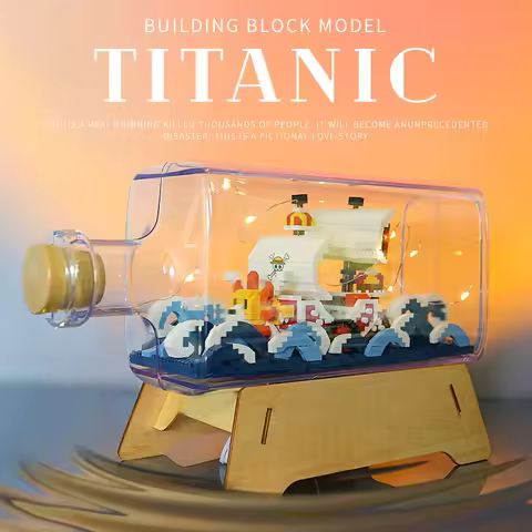 New Micro Bricks Mini Building Block Kits Construction Diamond DIY Model Drift Bottle Toys RMS Titan