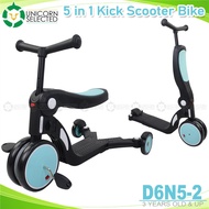 Unicorn Selected D6N5-2 5 in 1 3 Wheel Scooter For Kids Ride On Bike Convertible to Scooter Hand Pus