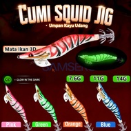 Squid Fishing Bait SQUID Jig 8cm/ 10cm 12cm Luminous Squid Fishing Bait Glow in the dark Shrimp Wood