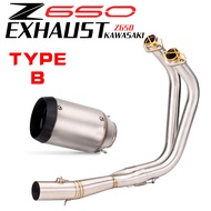 JINDI ระบบไอเสียรถจักรยานยนต์ดัดแปลงท่อเชื่อมกลางด้านหน้าสำหรับ ER6N ER6F Ninja650 Versys650 Z650 ☆